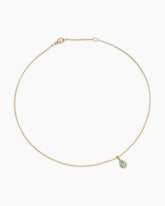 Cable Collectibles® Teen Teardrop Necklace in 18K Yellow Gold with Blue Topaz